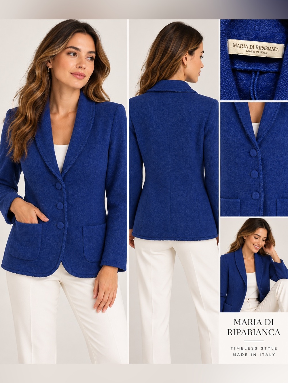 Maria Di Ripabianca Blue Made in Italy Blazer Jacket Small